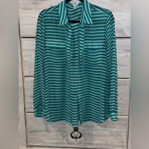 Old Navy stripped sheer button down blouse.